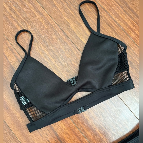ASOS Swim High Waist Black Mesh 2 piece bikini - Picture 3 of 5